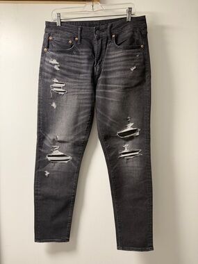 American Eagle 31X32 Men's Distressed Black Jeans - Modern Slim Fit
